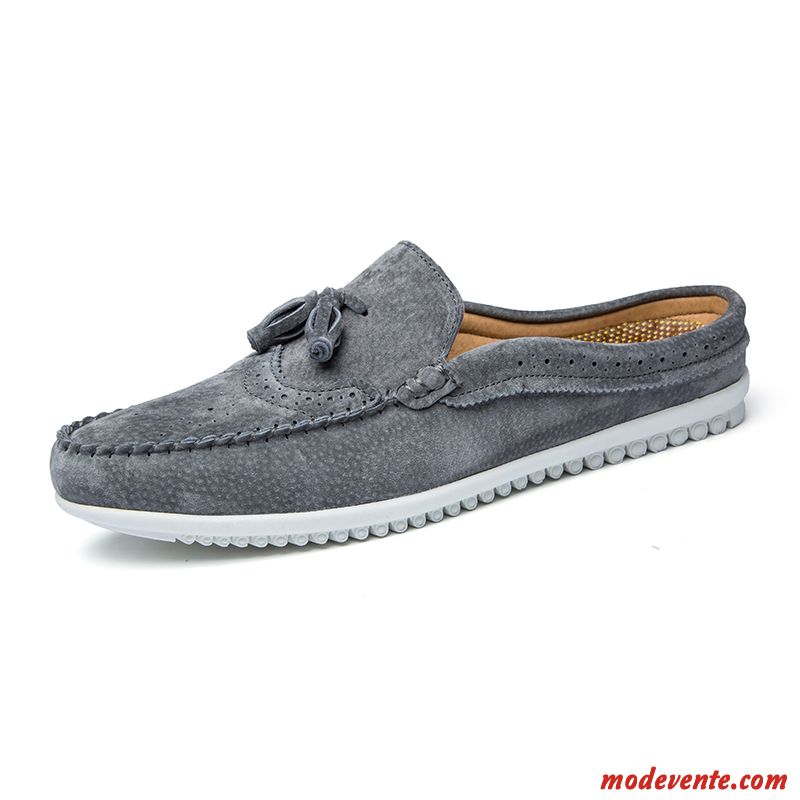 Les Chaussures Mocassin Homme Gris Fumé Blanc D'huître Mc23563