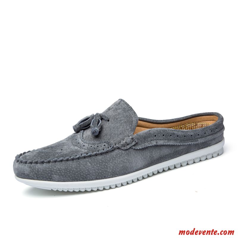 Les Chaussures Mocassin Homme Gris Fumé Blanc D'huître Mc23563