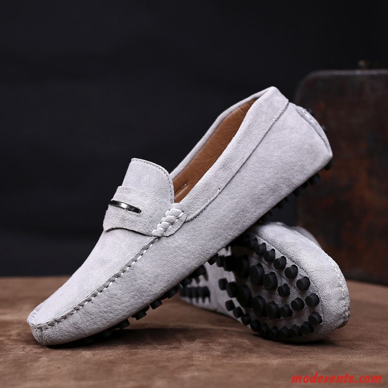 Mocassin Cuir Noir Homme Pensée Blanc Mc23301