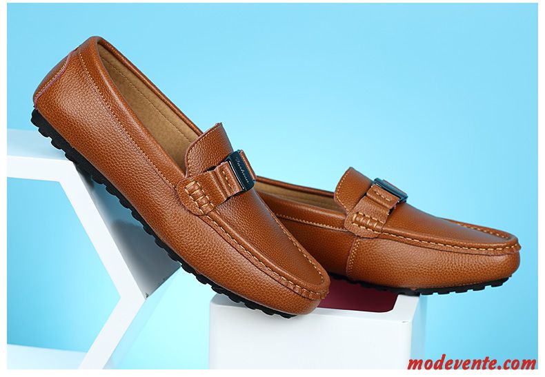 Mocassin En Cuir Homme Ivoire Crème Mc23106