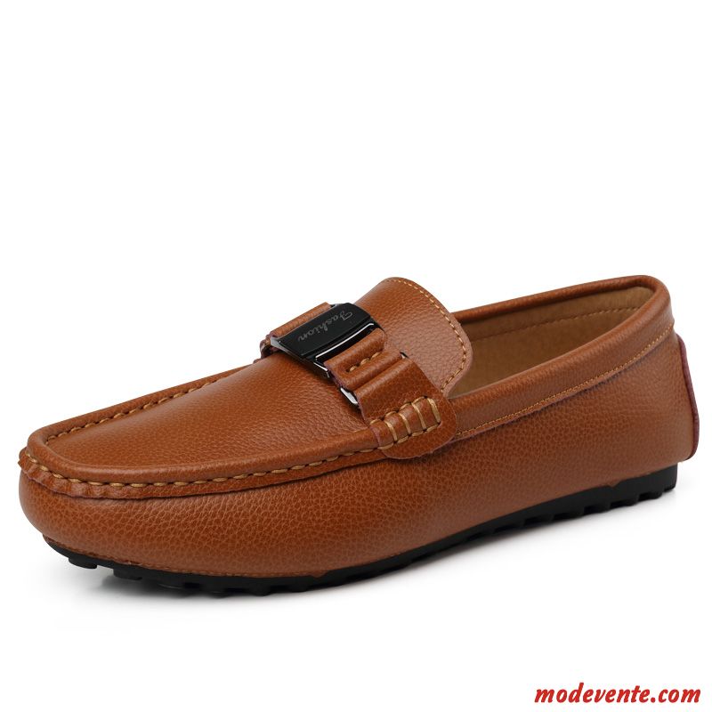 Mocassin En Cuir Homme Ivoire Crème Mc23106