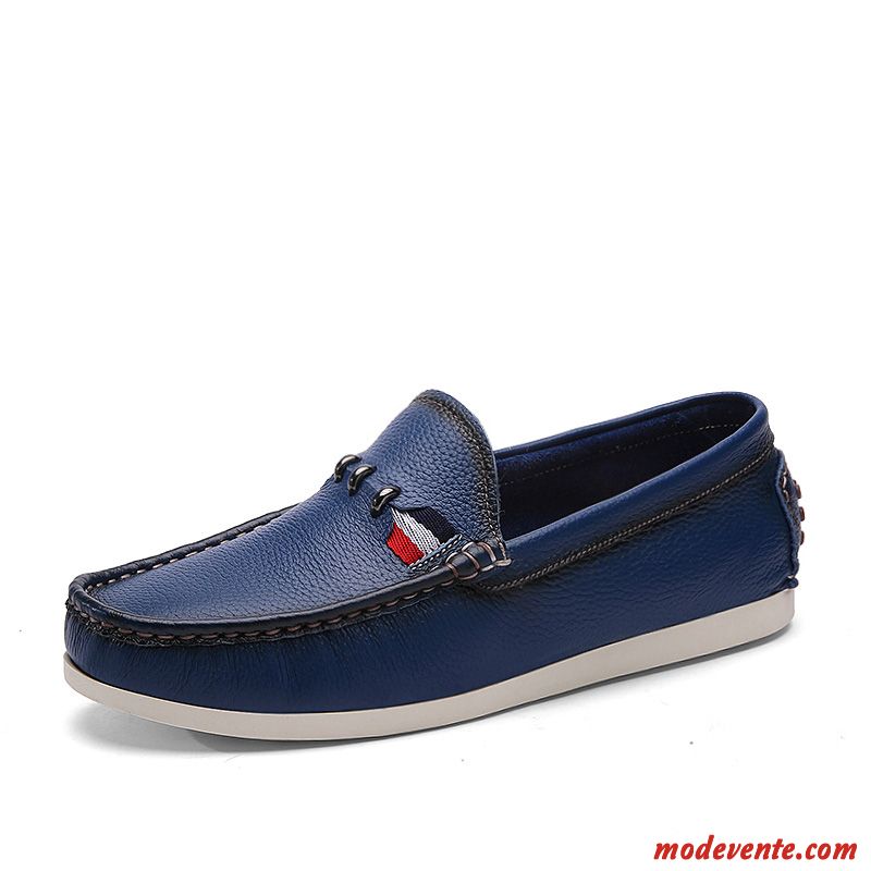 Mocassin Homme En Cuir Vert Pâle Bleu Aigue-marine Mc23126