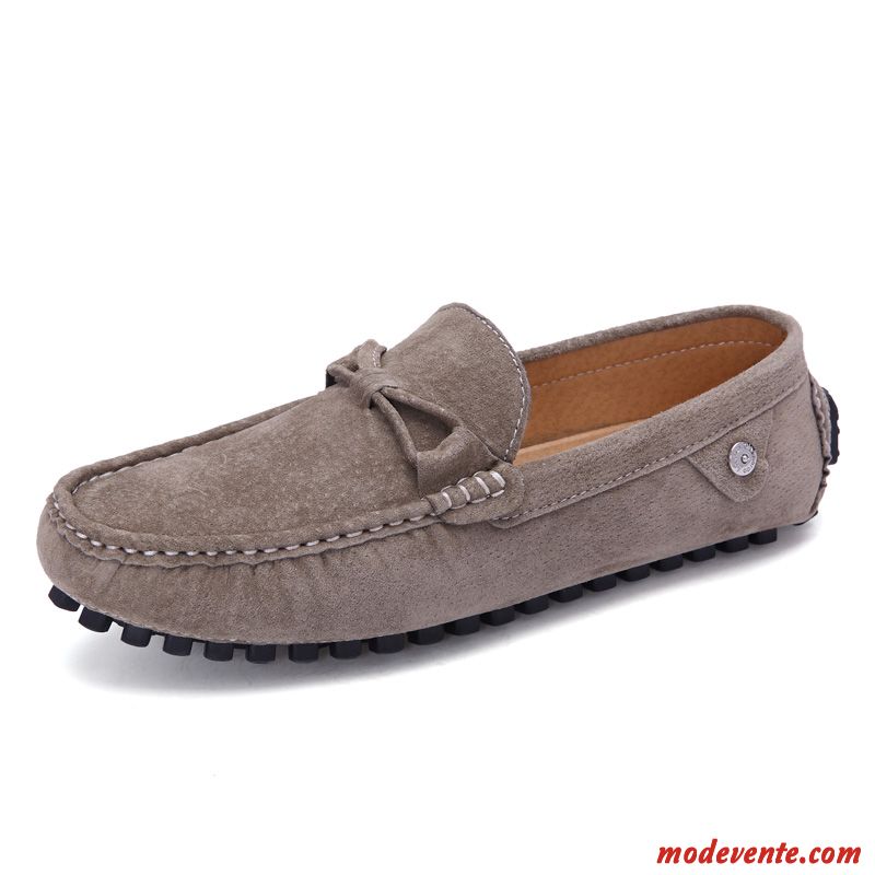 Mocassin Homme Marron Daim Ivoire Or Mc23320