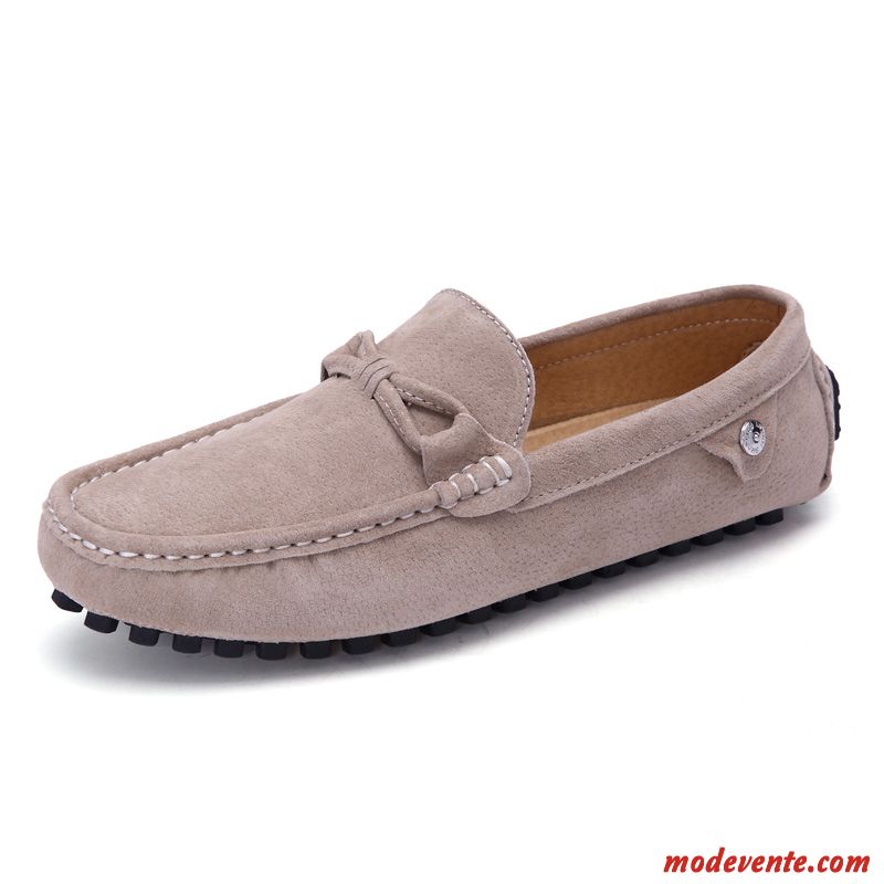 Mocassin Homme Marron Daim Ivoire Or Mc23320