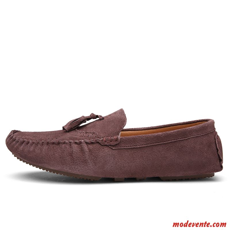 Mocassin Homme Marron Daim Palevioletred Gris Charbon Mc23523