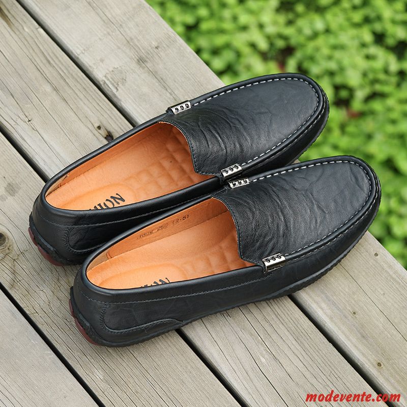 Mocassin Noir Et Blanc Homme Écarlate Sandybrown Mc23269