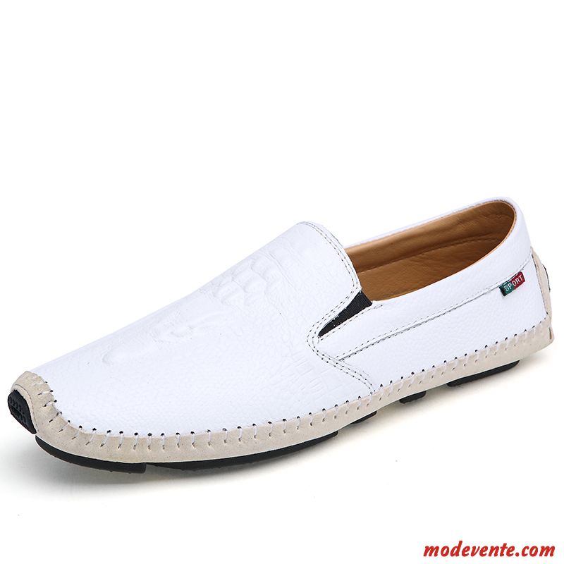 Mocassin Pas Cher Homme Tout Noir Tout Blanc Mc23062