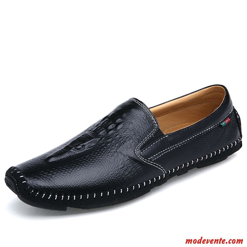 Mocassin Pas Cher Homme Tout Noir Tout Blanc Mc23062