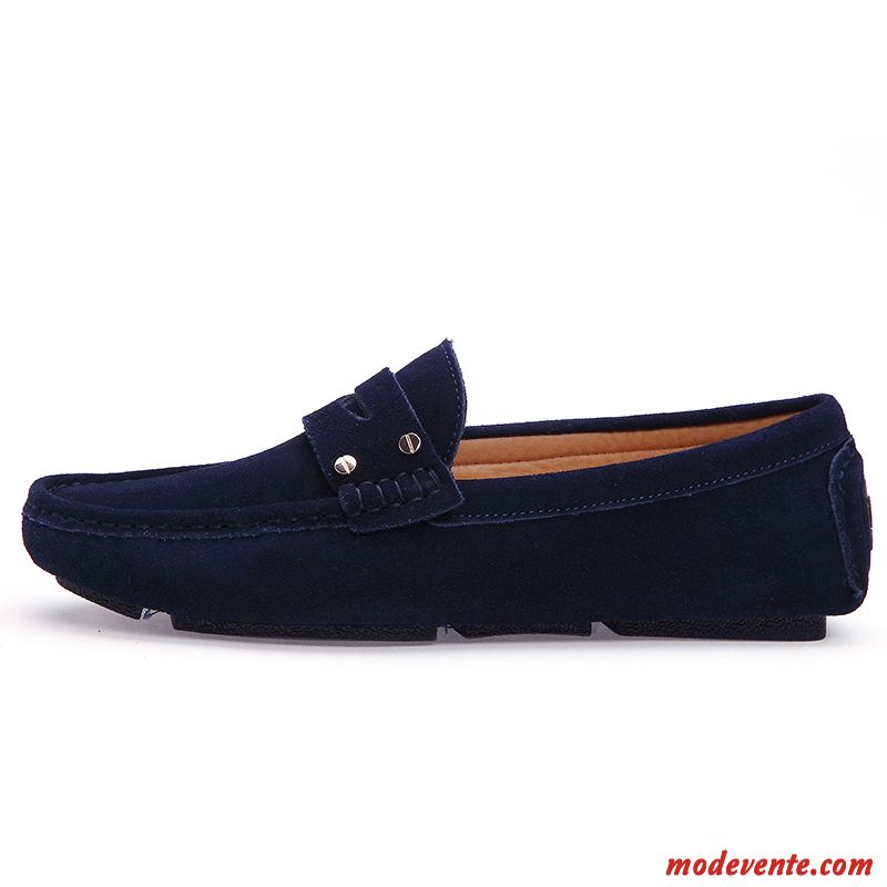 Mocassins Homme Pas Cher Cuir Violet Bleu Marin Mc23567