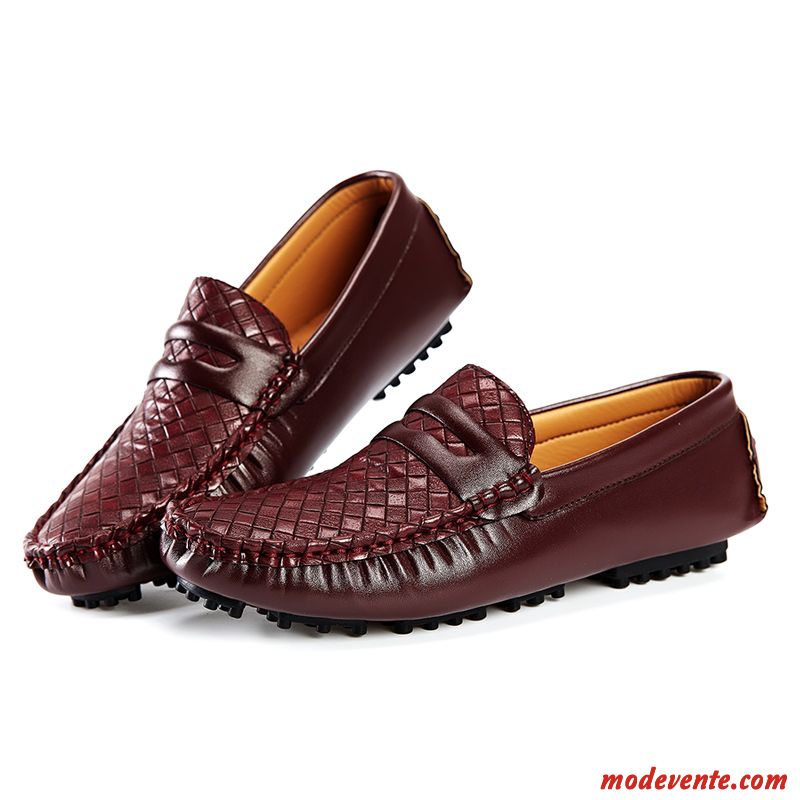 Mocassins Homme Talon Haut Bordeaux Blé Mc23296