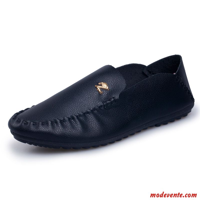 Mocassins Sandales Cuir Pas Cher Bleu Sandybrown Mc23099