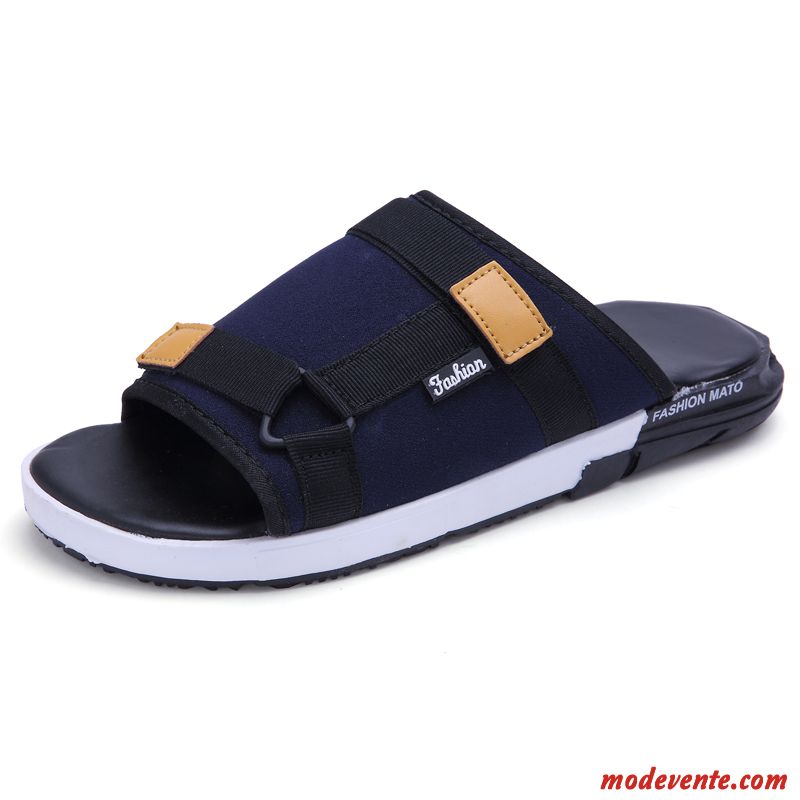 Soldes Sandales Homme Chaussons Bleu Blanc Mc25735