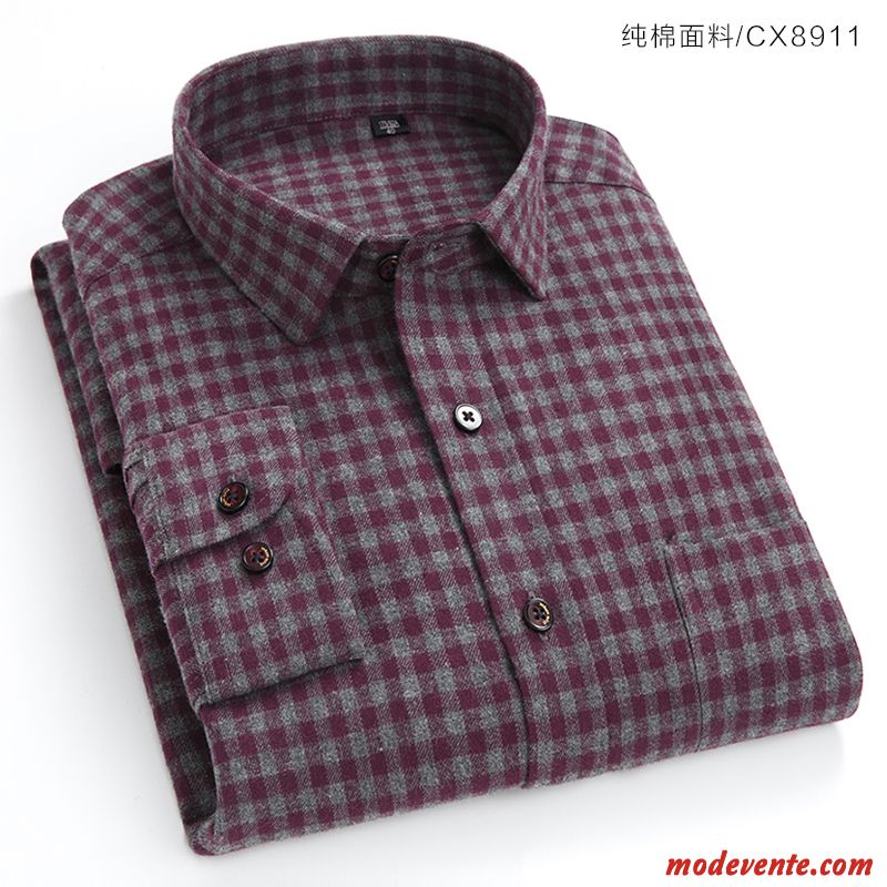 Chemise Homme Carreaux Une Veste Longues Matelassé Coton Bio Âge Moyen Bordeaux