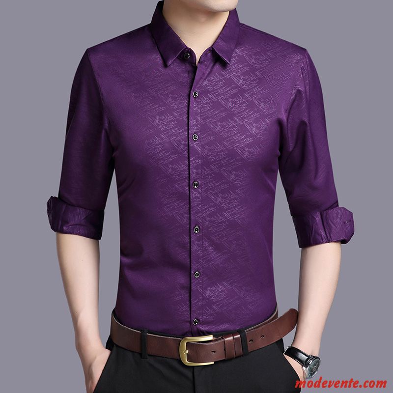 Chemise Homme Mariée Longues Une Veste L'automne Légère Outwear Rouge Violet